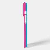 Hot Pink and Turquoise Monogrammed Stripes Case-Mate iPhoneケース (裏面 / 左)