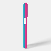Hot Pink and Turquoise Monogrammed Stripes Case-Mate iPhoneケース (裏面 / 右)