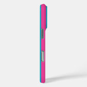 Hot Pink and Turquoise Monogrammed Stripes Case-Mate iPhoneケース (裏面 / 右)