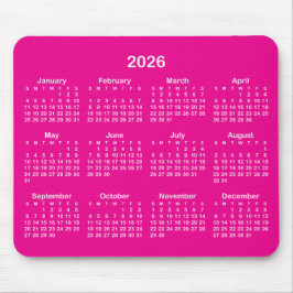 Hot Pink and White 2026 Calendar マウスパッド