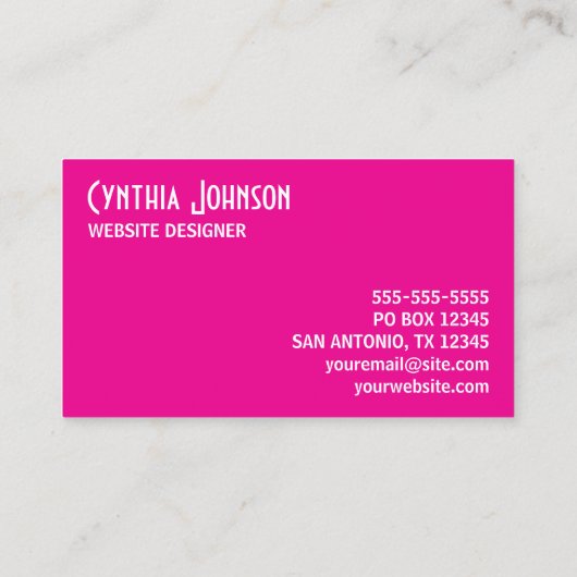 Hot Pink and White Retro Bold 名刺 (裏面)