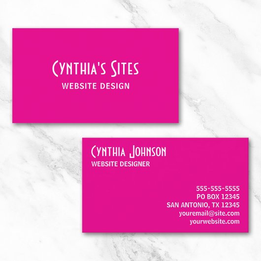 Hot Pink and White Retro Bold 名刺