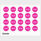 Hot Pink ask me volunteer stickers ラウンドシール (シート)