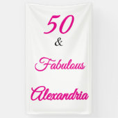 Hot Pink Black 50 & Fabulous 50th  Birthday  横断幕 (縦)