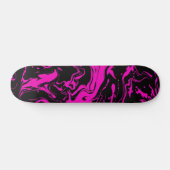 Hot Pink black abstract swirls スケートボード (横)