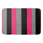 Hot Pink Black Gray Glitter Stripe Bold Glam Rock バスマット (正面)