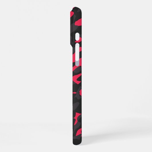 Hot pink Black Purple Camo Abstract iPhoneケース (左側面)