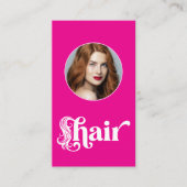 Hot Pink Black Script Photo Hair Stylist 名刺 (正面)
