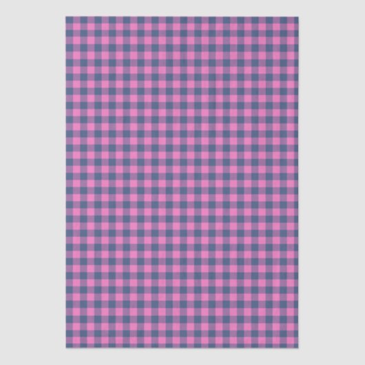 Hot Pink Blue Purple Gingham Pattern Geometric  薄葉紙 (正面)