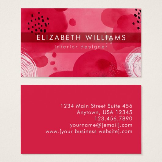 Hot Pink Boho Modern Minimalist Business Card (正面&裏面)