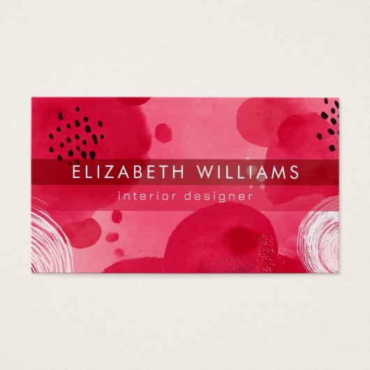 Hot Pink Boho Modern Minimalist Business Card (正面)