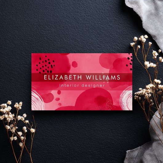 Hot Pink Boho Modern Minimalist Business Card