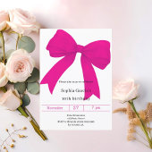 Hot pink bow modern girl birthday 招待状