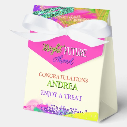 Hot Pink Bright Future Ahead  4"w x 2"l x 5"h フェイバーボックス (正面)