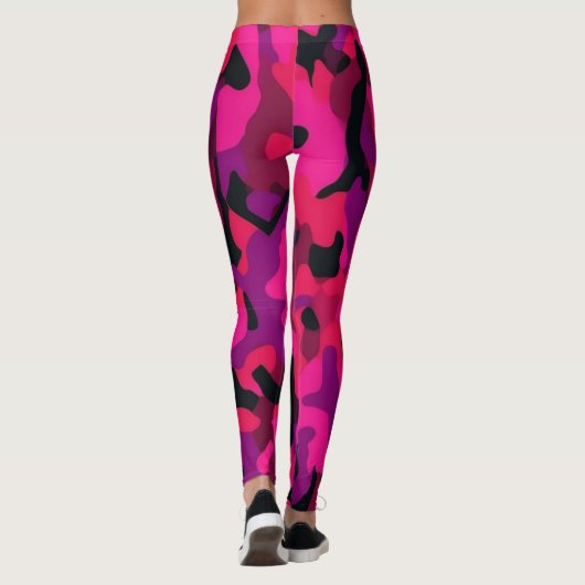 Hot Pink Camo Leggings - Unique Camo Pattern レギンス (裏面)