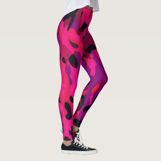 Hot Pink Camo Leggings - Unique Camo Pattern レギンス (右)