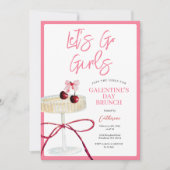 Hot Pink Cherry Cocktail Girls’ Day Brunch Night 招待状 (正面)
