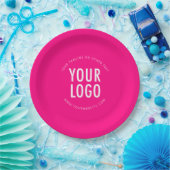 Hot Pink Custom Paper Plates Business Logo Printed ペーパープレート (パーティー)