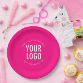 Hot Pink Custom Paper Plates Business Logo Printed ペーパープレート (パーティー)