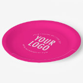 Hot Pink Custom Paper Plates Business Logo Printed ペーパープレート (アングル)