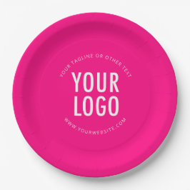Hot Pink Custom Paper Plates Business Logo Printed ペーパープレート