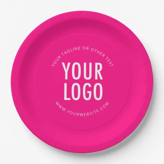 Hot Pink Custom Paper Plates Business Logo Printed ペーパープレート (正面)
