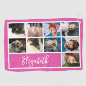Hot Pink Custom Template Family Photos ゴルフタオル (横)