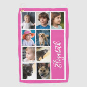 Hot Pink Custom Template Family Photos ゴルフタオル (正面)