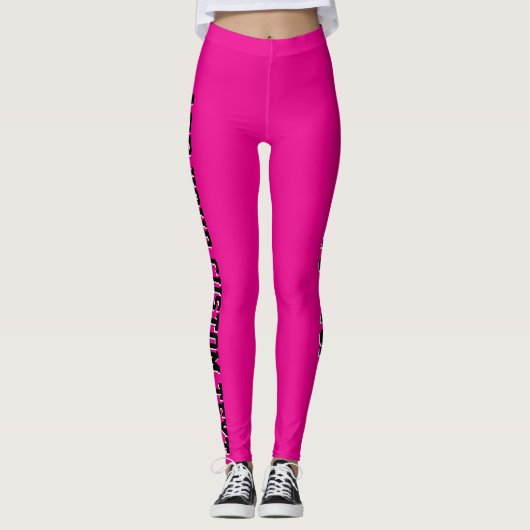 Hot Pink Custom Text Personalized Leggings Design レギンス (正面)