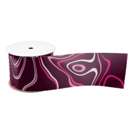 Hot pink damascus abstract swirls cool pattern サテンリボン