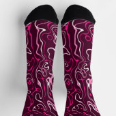 Hot pink damascus abstract swirls cool pattern ソックス (上部)