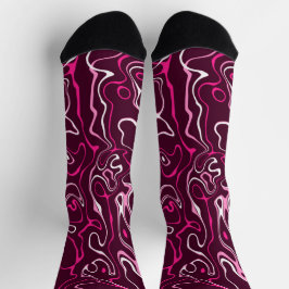 Hot pink damascus abstract swirls cool pattern ソックス