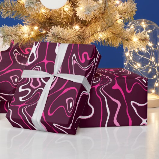 Hot pink damascus abstract swirls cool pattern ラッピングペーパー (クリスマス)