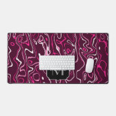 Hot pink damascus abstract swirls Custom Monogram デスクマット (キーボード&マウス)