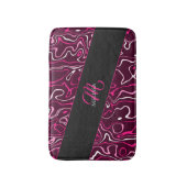 Hot pink damascus abstract swirls Custom Monogram バスマット (正面縦)