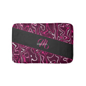 Hot pink damascus abstract swirls Custom Monogram バスマット (正面)