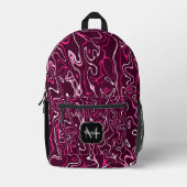 Hot pink damascus abstract swirls Custom Monogram プリントバックパック (正面)
