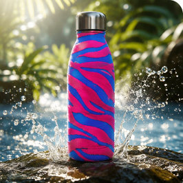 Hot Pink & Electric Blue Fuzzy Zebra Neon Y2K ウォーターボトル
