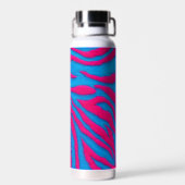 Hot Pink & Electric Blue Fuzzy Zebra Neon Y2K ウォーターボトル (背面)