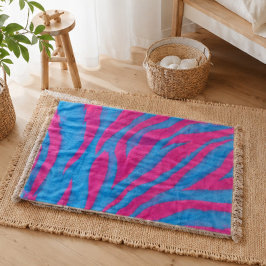 Hot Pink & Electric Blue Fuzzy Zebra Neon Y2K スローブランケット