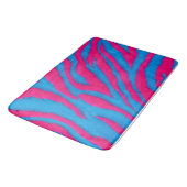 Hot Pink & Electric Blue Fuzzy Zebra Neon Y2K  バスマット (アングル)