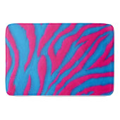 Hot Pink & Electric Blue Fuzzy Zebra Neon Y2K  バスマット (正面)