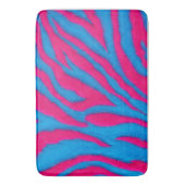 Hot Pink & Electric Blue Fuzzy Zebra Neon Y2K  バスマット (正面縦)