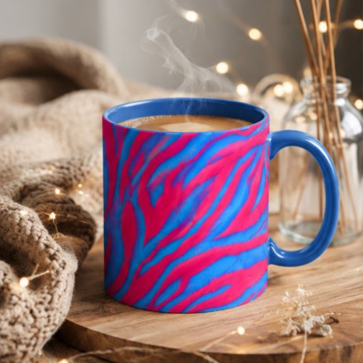Hot Pink & Electric Blue Fuzzy Zebra Neon Y2K マグカップ