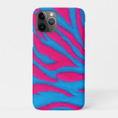 Hot Pink & Electric Blue Fuzzy Zebra Neon Y2K Case-Mate iPhoneケース (裏)