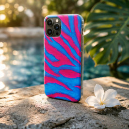 Hot Pink & Electric Blue Fuzzy Zebra Neon Y2K iPhone 11 Proケース