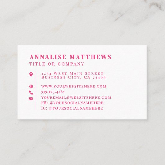 Hot Pink Elegant Professional 名刺 (正面)