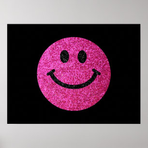 Hot pink faux glitter face ポスター