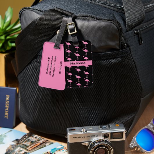 Hot Pink Flamingos ラゲッジタグ (正面&裏面)