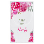 Hot Pink Floral Bridal Shower スモールペーパーバッグ (裏面)